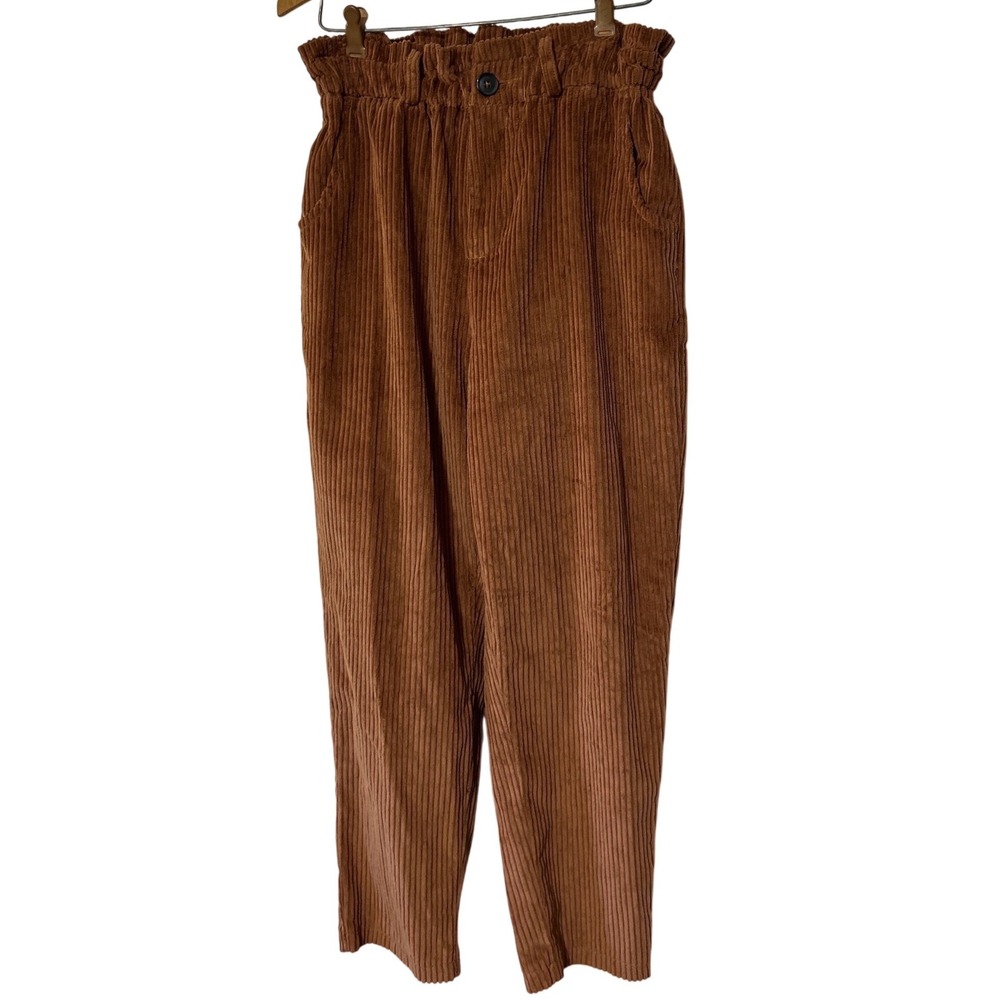 She + Sky‎ Rust Orange Corduroy Paperbag Ankle Pants Womens Size Small NEW